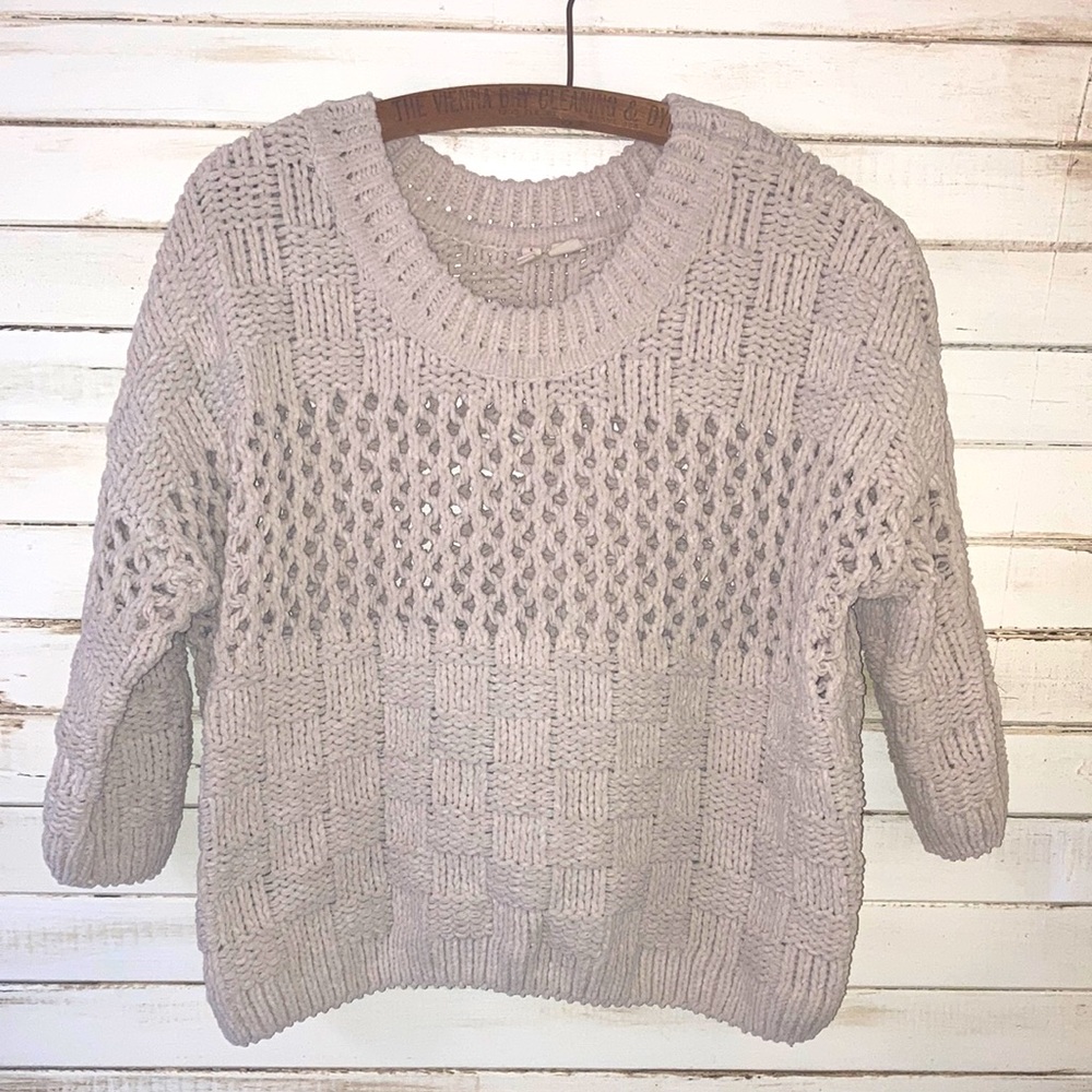 Moth by Anthropologie Sweater 1/4 Sleeve Cream Women’s Size Small